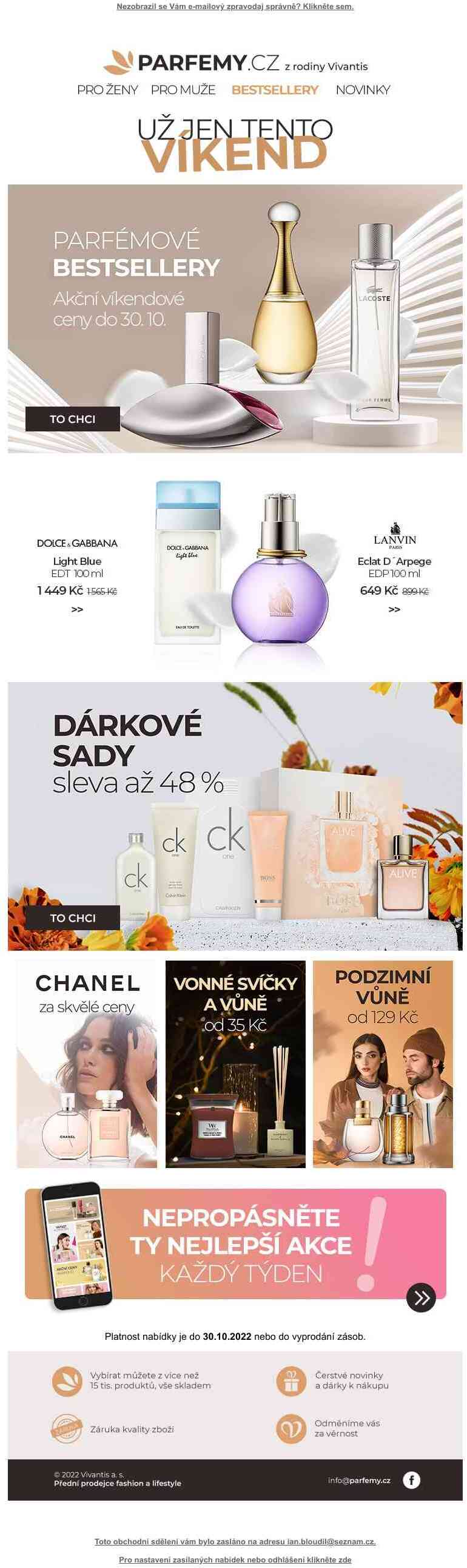 Parfémové bestsellery a dárkové sady se slevou až 48 %