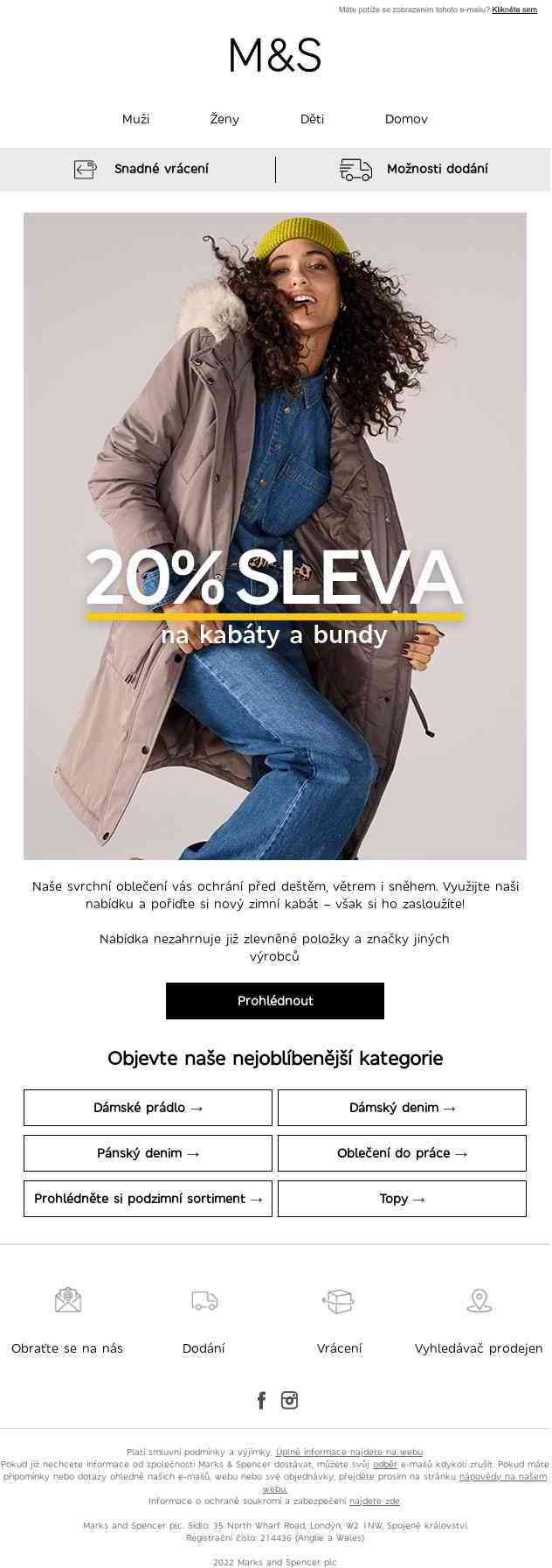 Využijte 20% slevu na kabáty a bundy
