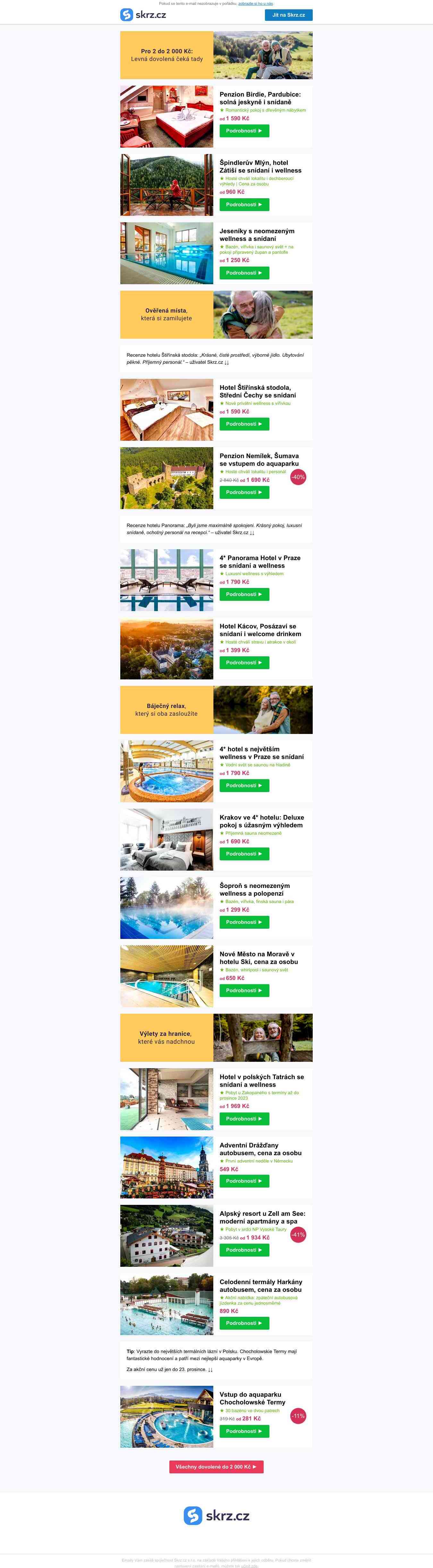 Dovolená pro 2 do 2 000
 Kč ⭐ Delux pokoj i
 největší wellness ►