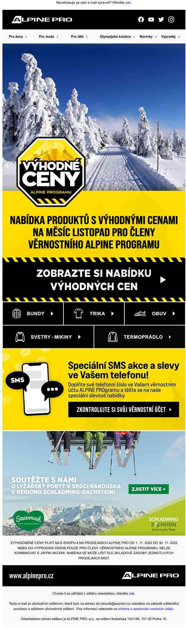 Čerpejte členské výhody ALPINE PROgramu