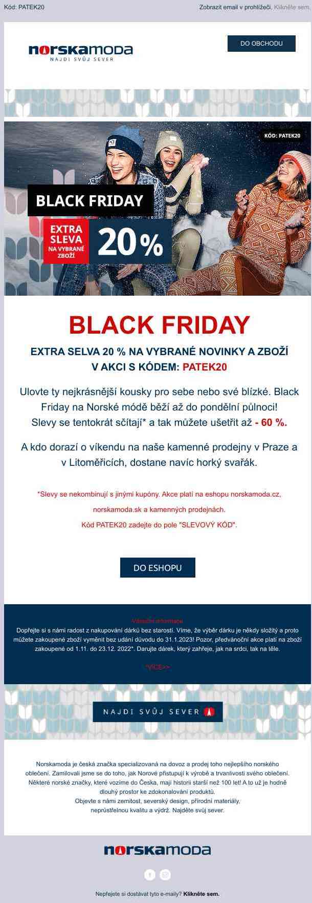 Black Friday na Norské módě | Extra sleva - 20 %
