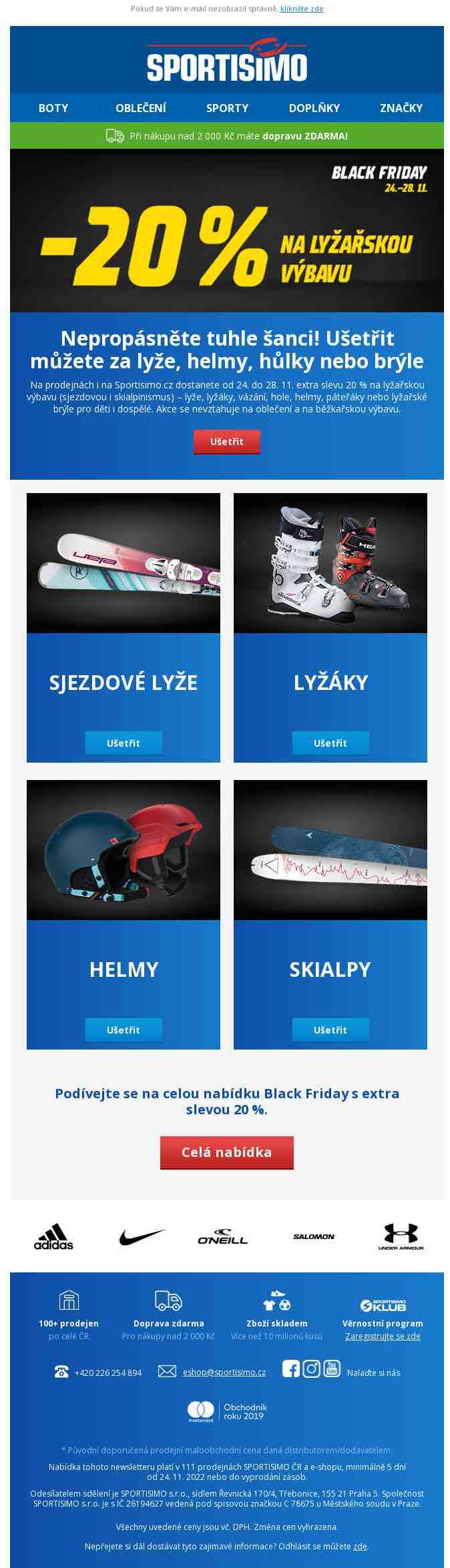 ⚫ Black Friday! -20 % na lyžařskou výbavu