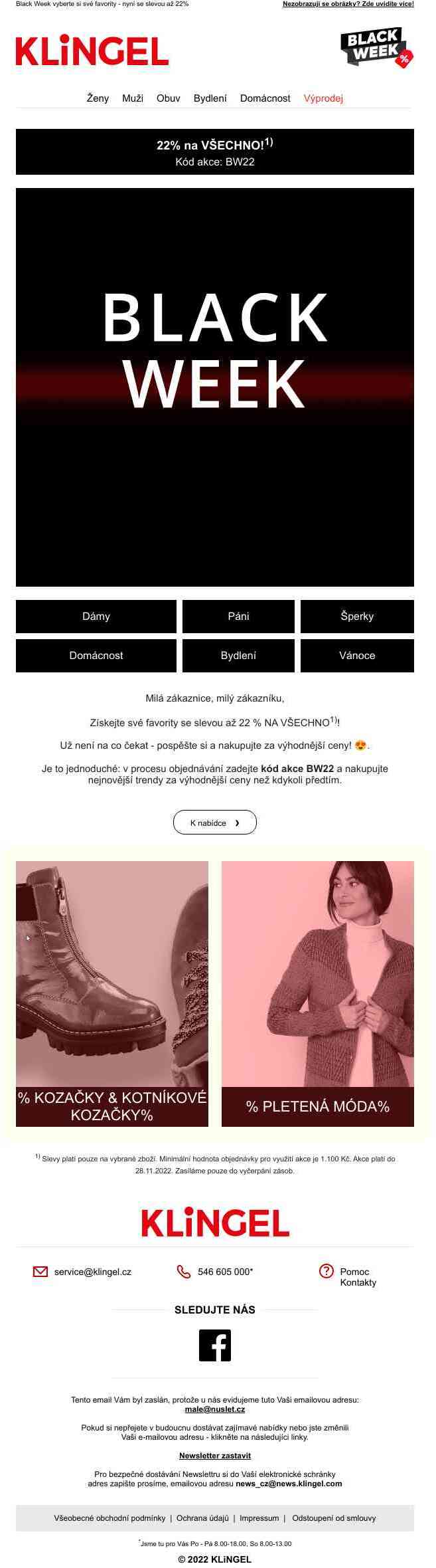 22% sleva na VŠECHNO! 🖤 Black Week finále 🖤
