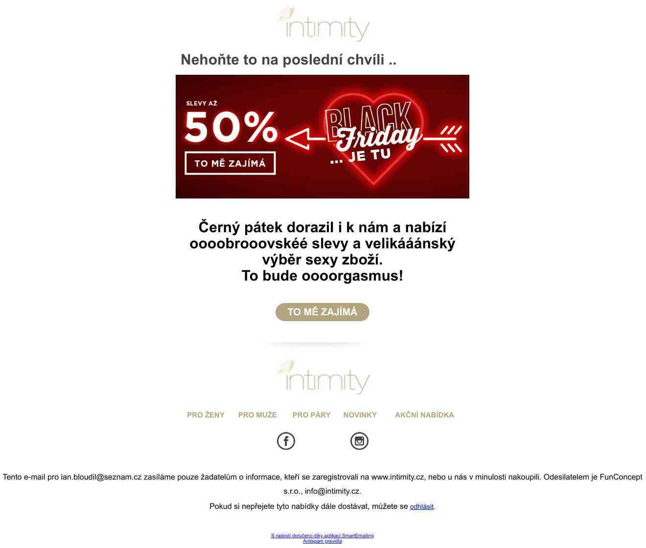 Jen do dnešní půlnoci - Black Friday v intimnostech, slevy až 50%