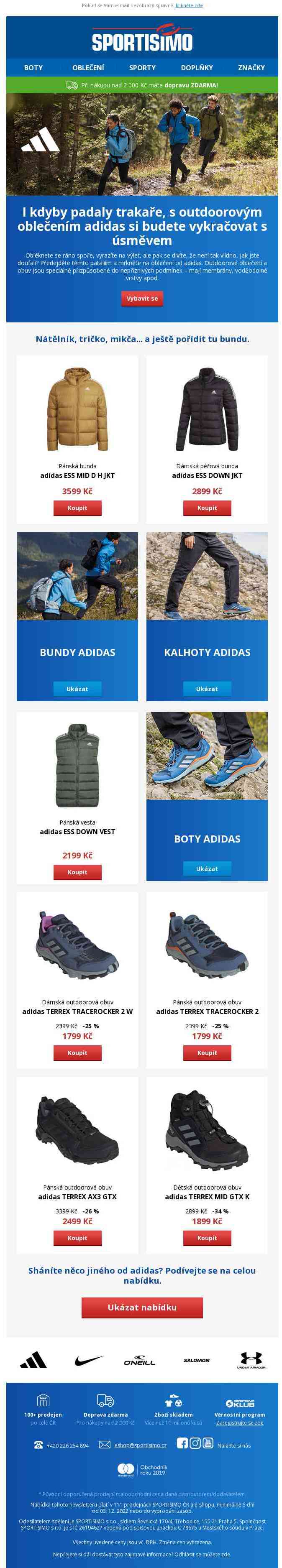 🔵 Do přírody jedině s adidas – bundy, kalhoty, boty, vesty