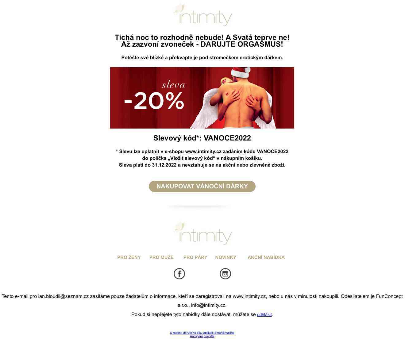 Intimnosti pod stromeček s Vánoční slevou 20%