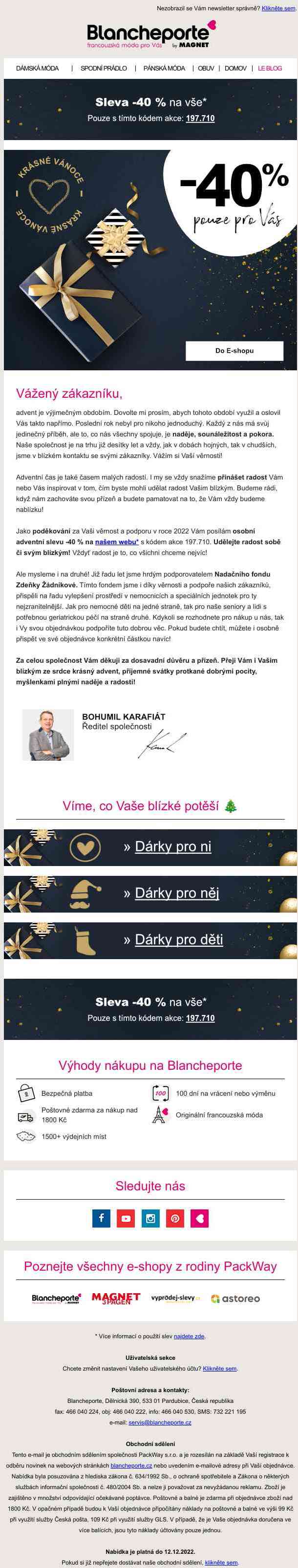 Od ředitele společnosti
