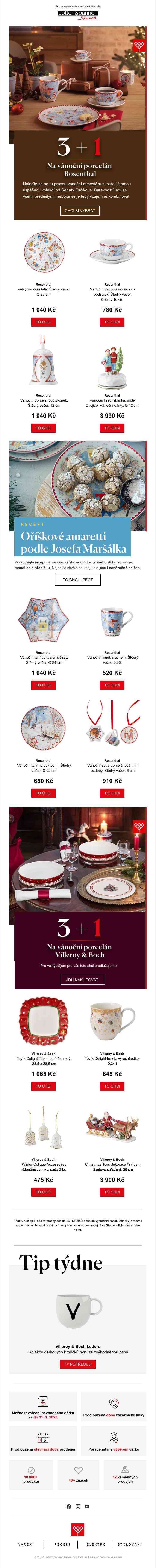 3 + 1 na vánoční porcelán Rosenthal.