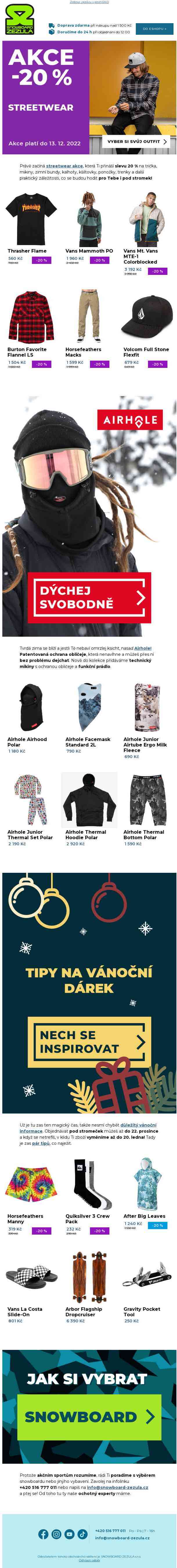 Ohoď se ve streetwear akci -20 % a ušetři na dárcích!