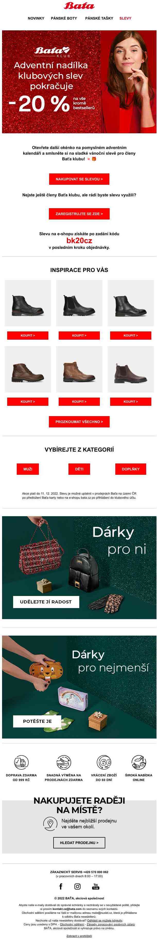 Sladké vánoční překvapení jen pro členy Baťa klubu s 20% slevou >
