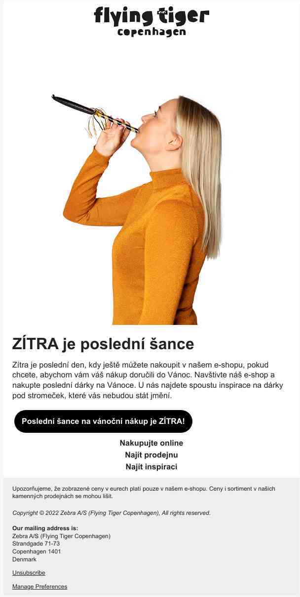 ZÍTRA je poslední den na
 doručení vánočních nákupů