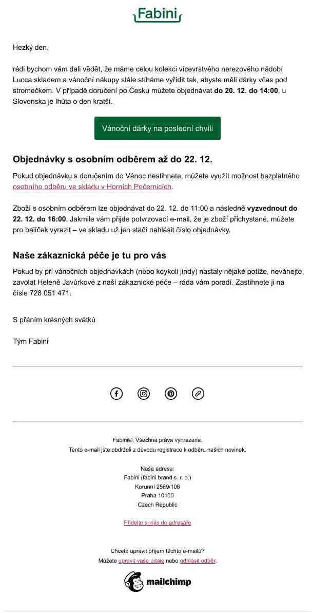 Poslední dny pro vánoční objednávky