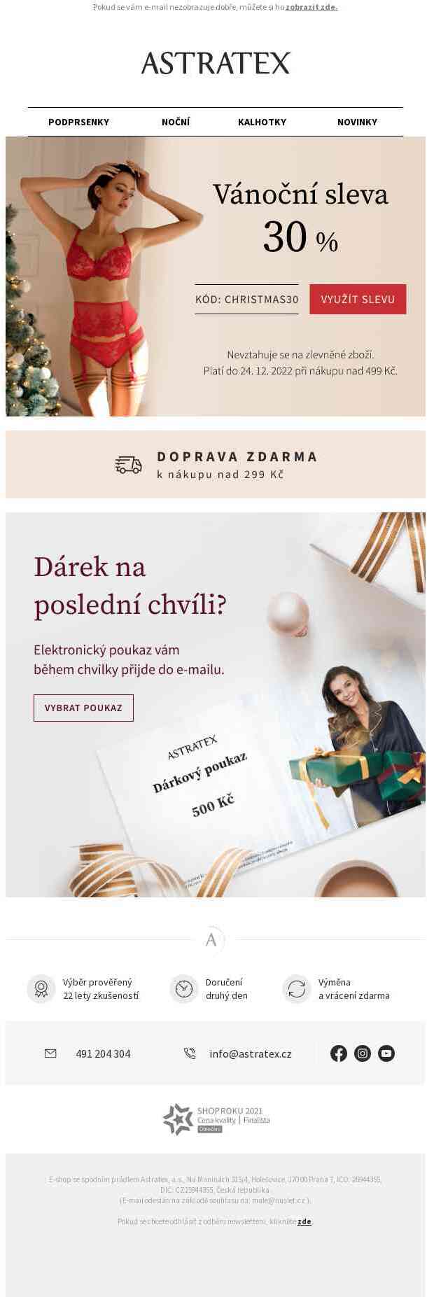 Dárky doručíme do Vánoc. Využijte 30% slevu.
