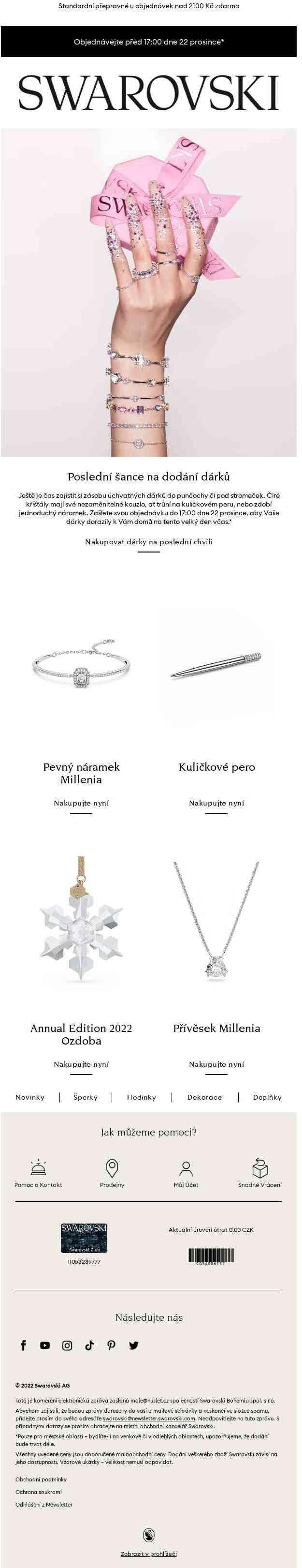 Konečná výzva ke svátečním zásilkám