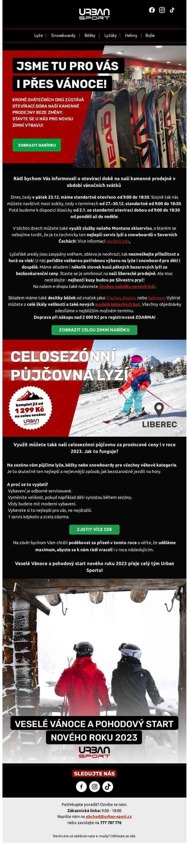 🏂 Zimní výbavu u nás pořídíte i během vánočních svátků