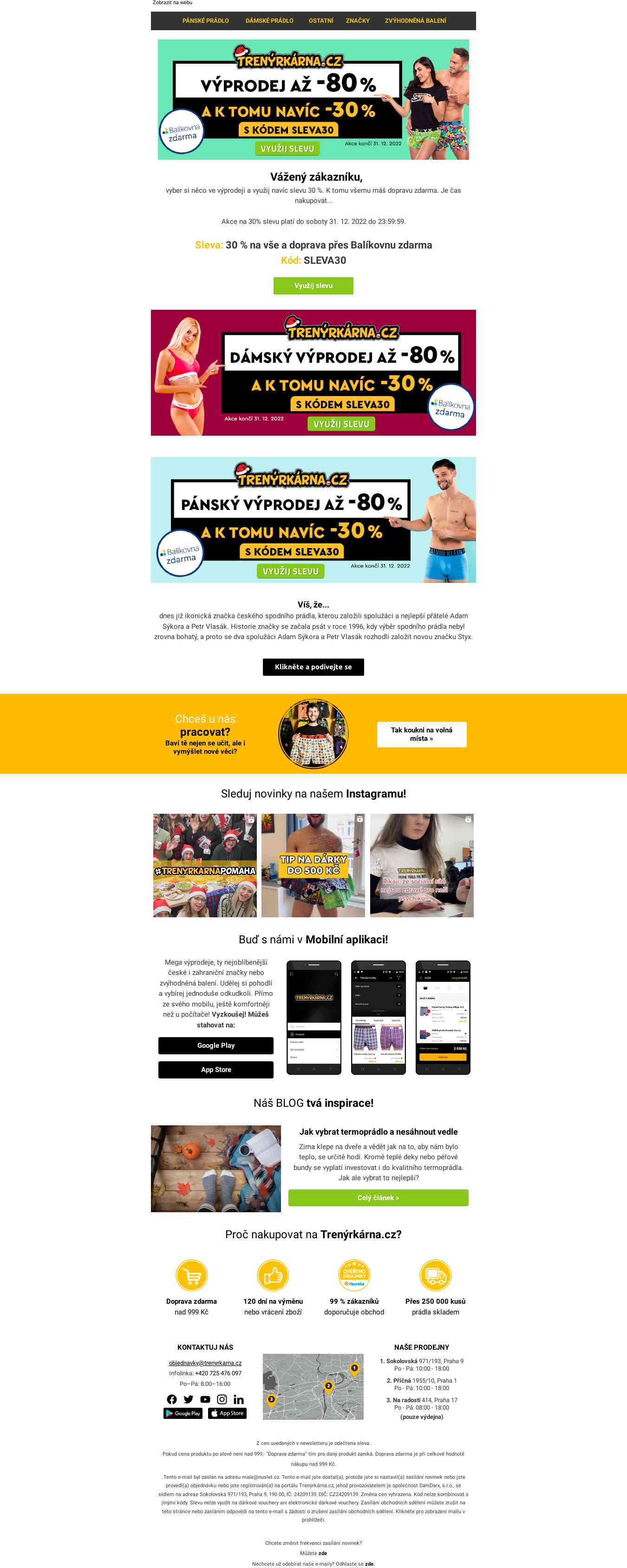 Vážený zákazníku, výprodej až -80 %