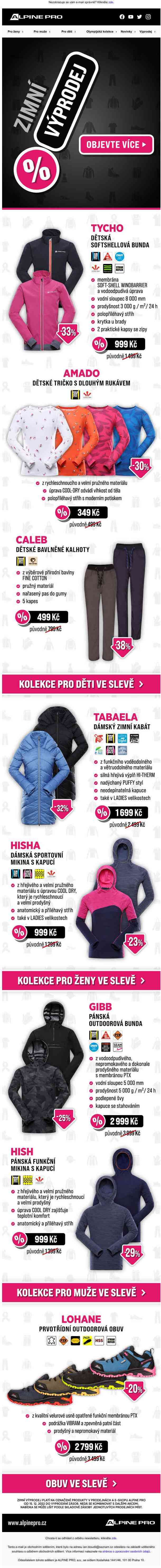 Zimní výprodej v ALPINE PRO v plném proudu