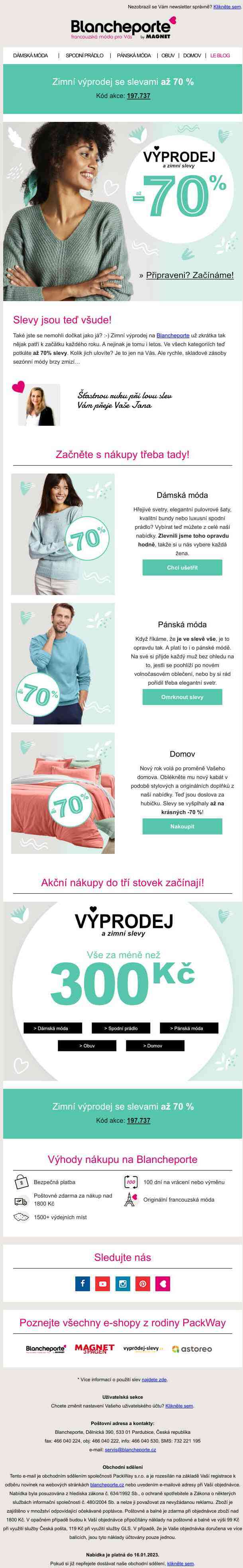 Vážený zákazníku, startuje velký zimní VÝPRODEJ!
