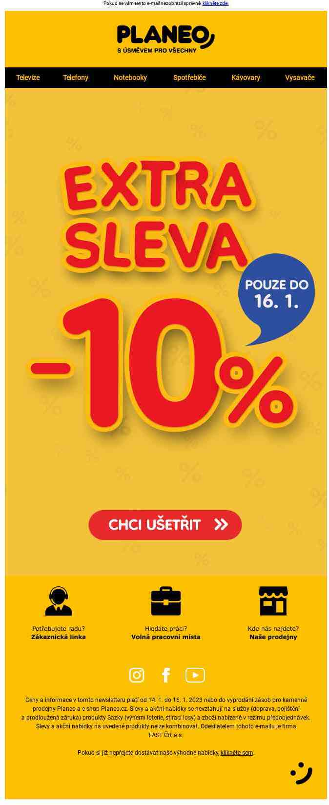 Extra sleva 10 % na vybrané velké spotřebiče