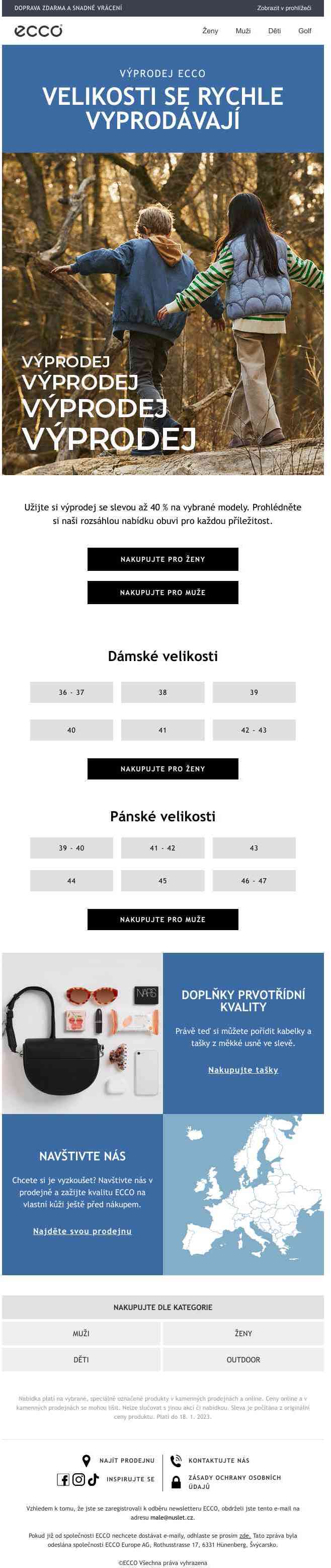 Výprodej pokračuje… Velikosti se rychle vyprodávají