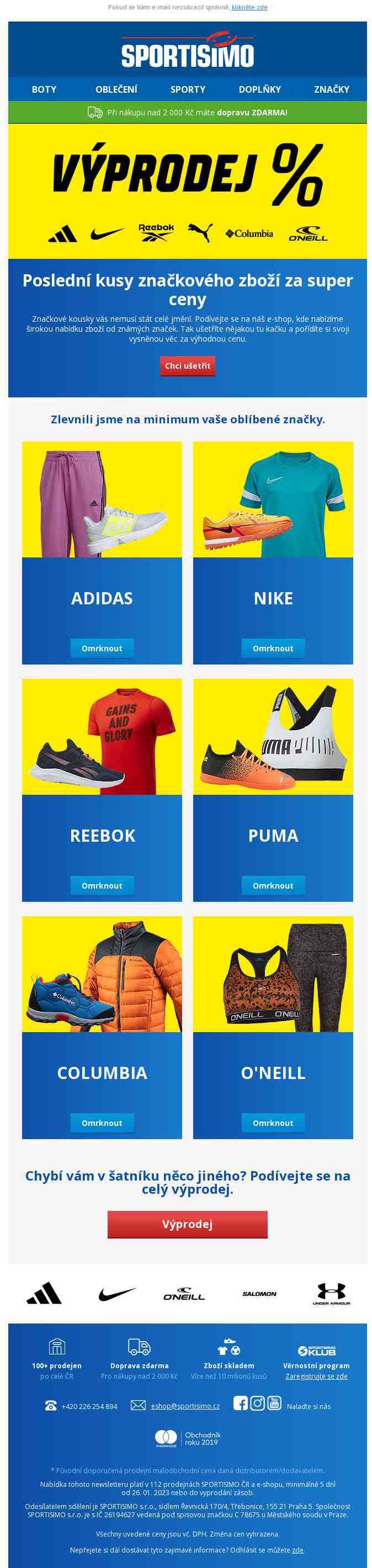 🔵 Ulovte svoji oblíbenou značku ve výprodeji – adidas, Nike, Puma...
