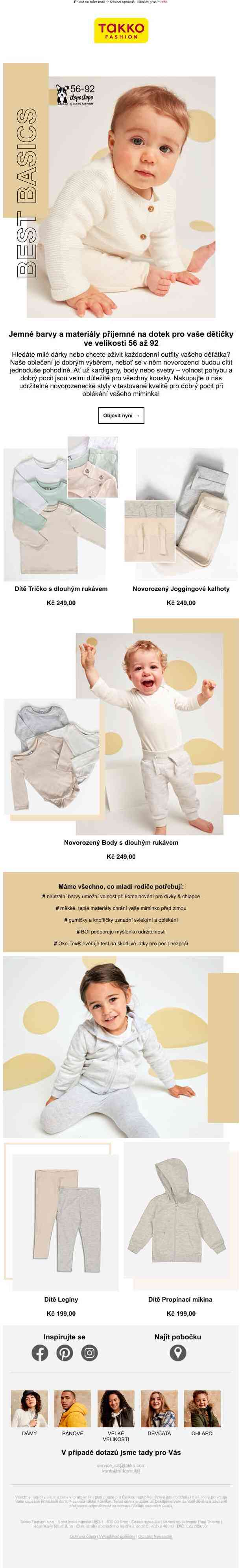 Best-Baby-Basics: měkký materiál a jemné tóny ve velikosti 56 až 92