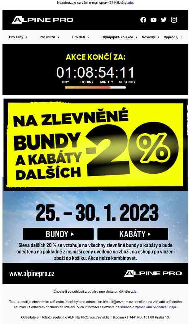 📢Už jen pár hodin! EXTRA SLEVA 20 % na již zlevněné bundy a kabáty