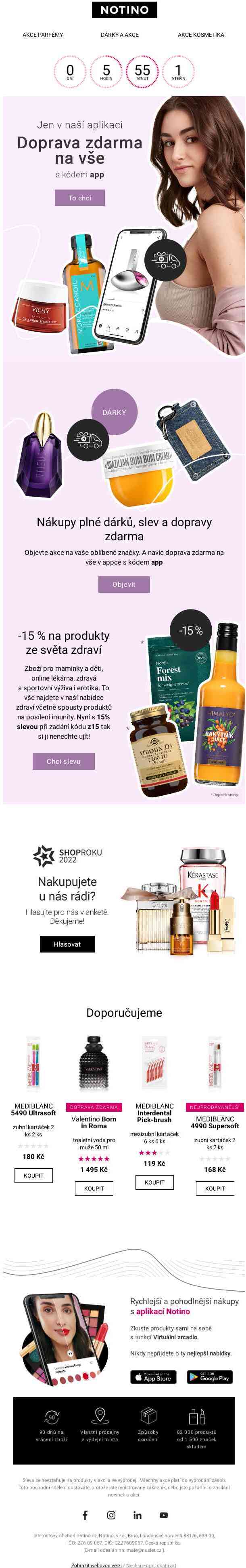 Doprava zdarma na vše v appce končí! 🕒