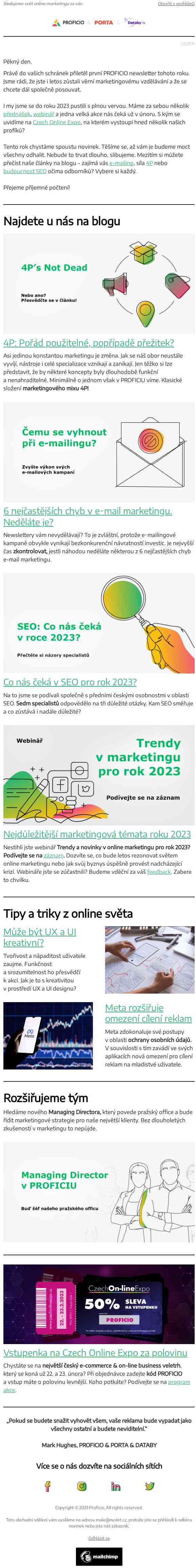 Budoucnost SEO, bezchybný e-mailing a nesmrtelné 4P