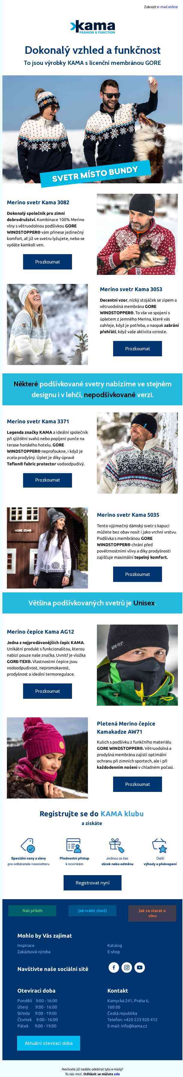 Svetr KAMA místo bundy.