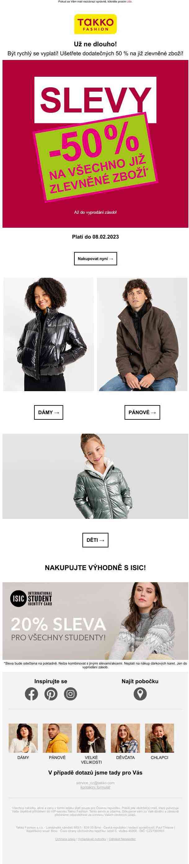 Zajistěte si slevu 50 % na již zlevněné zboží!