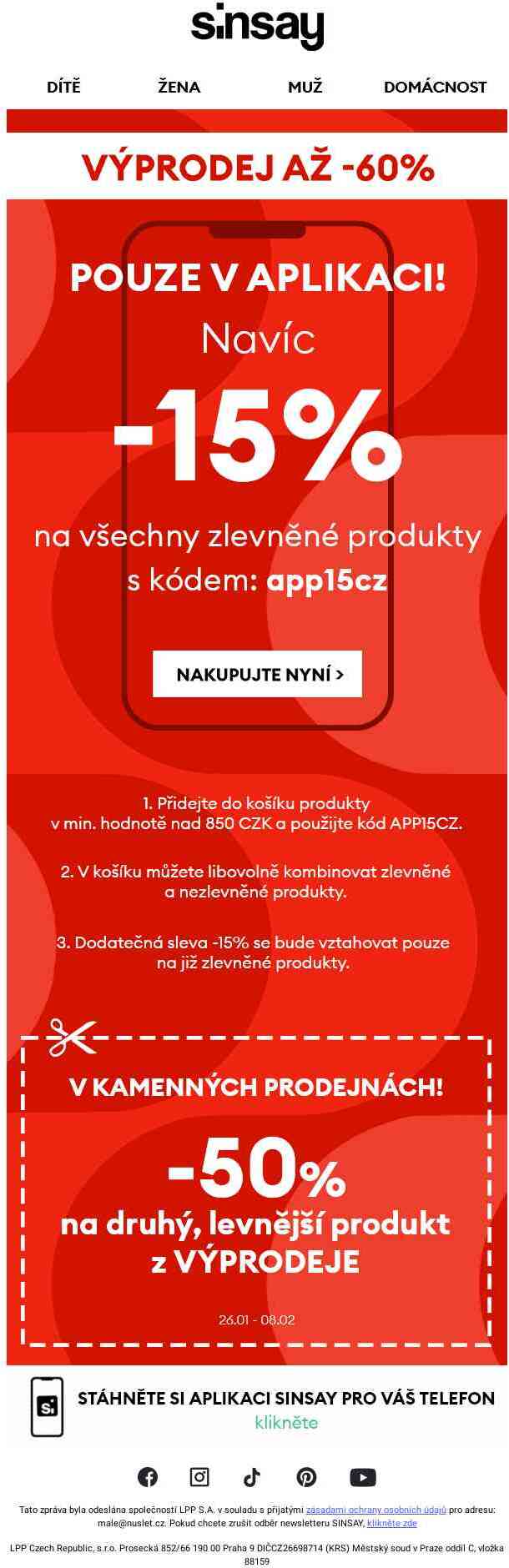Pouze v aplikaci ⚠️ Navíc -15%⚠️
