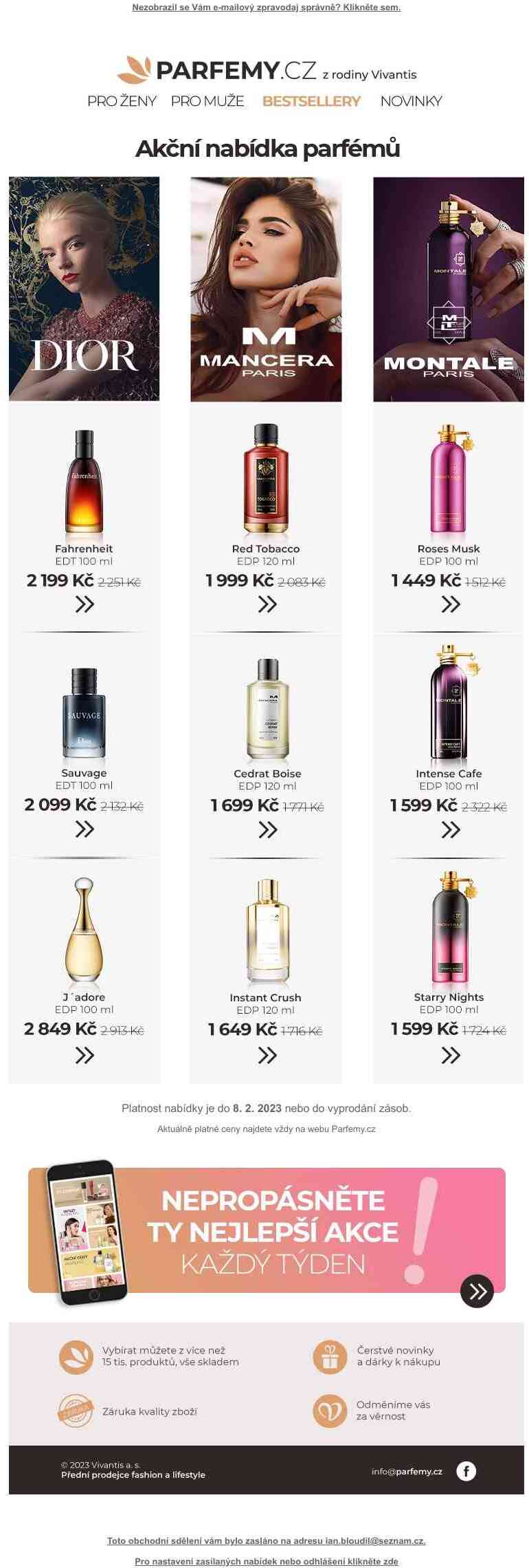 Parfémy Dior, Mancera a Montale za skvělé ceny ♥