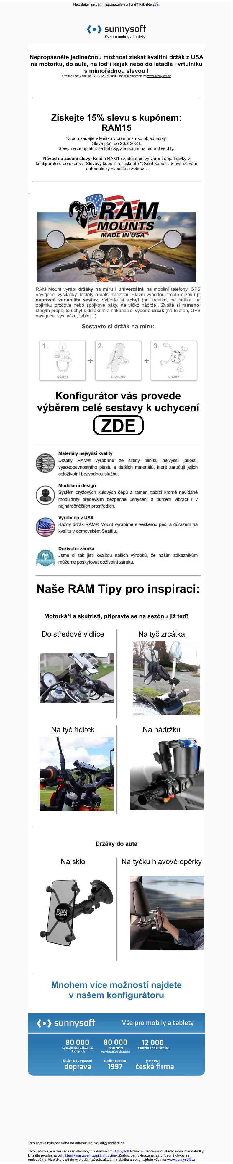 Sleva 15% na kvalitní držáky s doživotní zárukou nejen na motorky, do auta, letadla i lodě ...Nevěříte? Přesvědčte se!