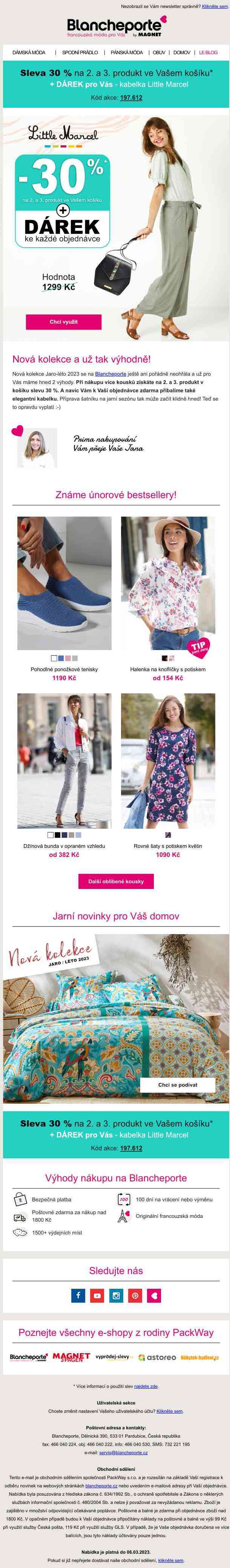 Vážený zákazníku, chcete -30 %, nebo kabelku zdarma?
