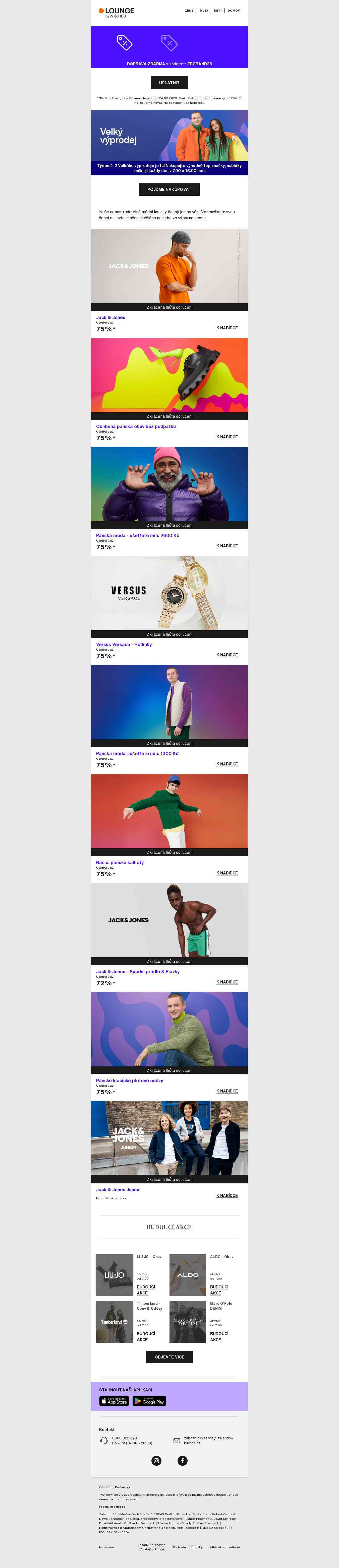 Dopravu platíme my. Objevte Jack & Jones a Versus Versace skvosty Velkého výprodeje