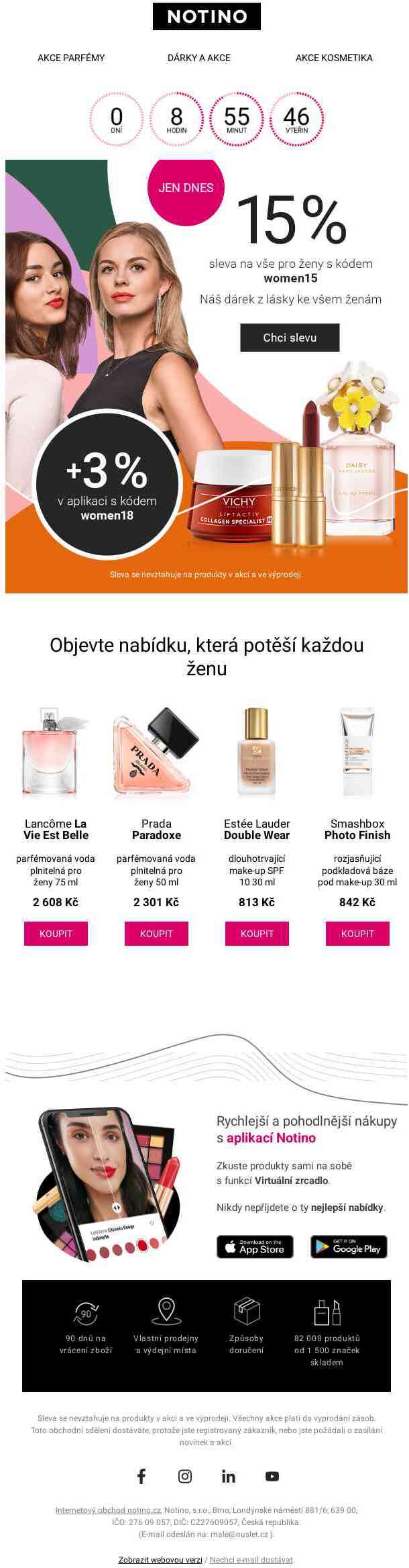 ⌛Právě dnes! 15% sleva na vše pro ženy.