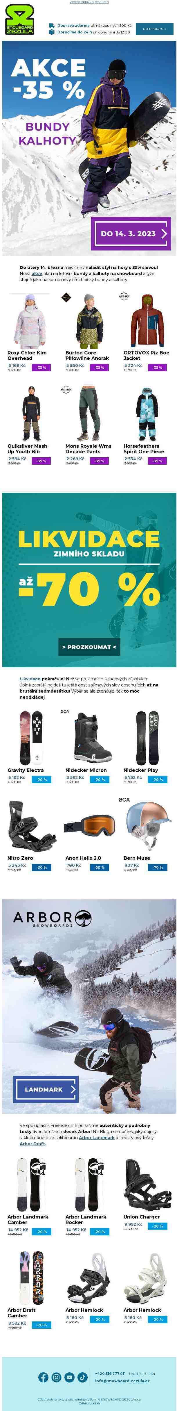 Nepřehlídni akci -35 % na snow bundy a kalhoty!