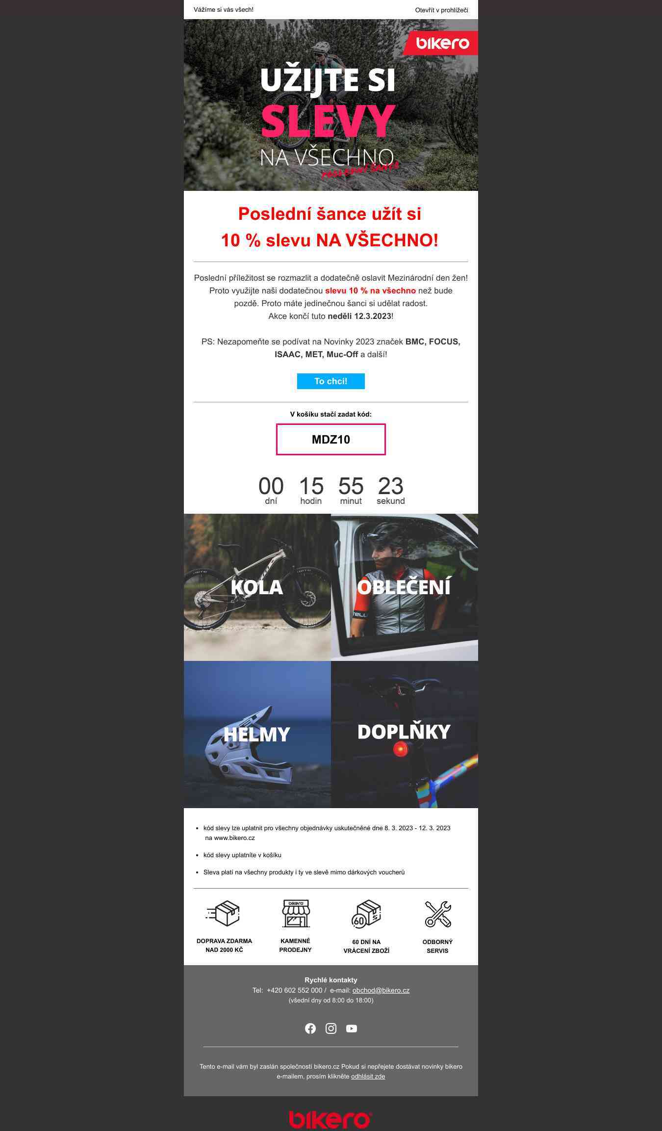 🚴‍♂ Poslední šance na 10 % slevu i po MDŽ 🚴‍♂