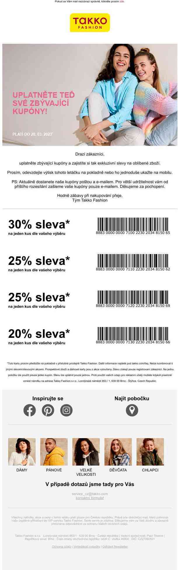 Nezapomeňte! Uplatněte nyní své kupóny!