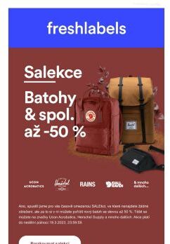 Batohová SALEkce % a mnoho dalšího