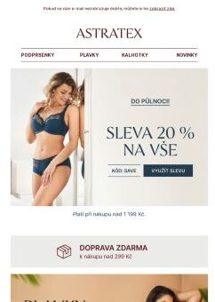 Poslední hodiny s 20% slevou na vše a dopravou zdarma.