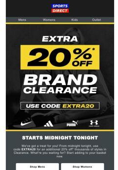 STARTS MIDNIGHT: Extra 20% OFF Clearance! 🤩