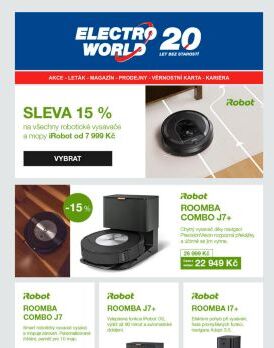 Dodatečná sleva 15% na vybrané produkty iRobot - vybírejte