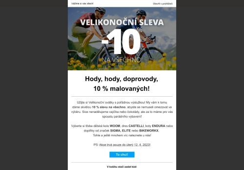 🚴‍♂ Velikonoční svátky s 10 % slevou! 🚴‍♂