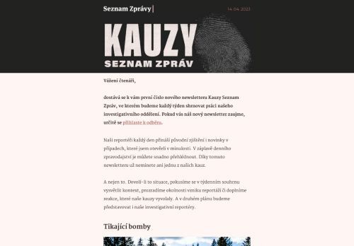 Kauzy Seznam Zpráv: Skryté odpady i chapadla mafie. Čtěte nový newsletter z naší investigativní dílny.