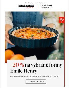 20% sleva na vybrané koláčové formy Emile Henry.