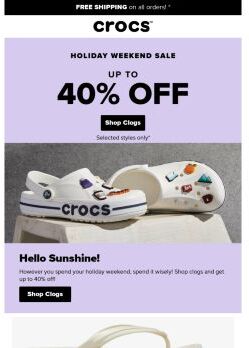 Holiday Sale: 40% Off Clogs!