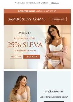 25% sleva na prádlo a oblečení navržené v Astratexu | Doprava zdarma