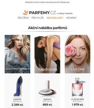 Parfémy Carolina Herrera, Calvin Klein a Lancôme za skvělé ceny ♥